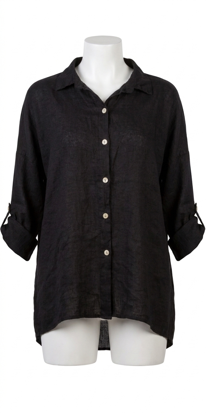 NEW GIGI MODA terina linen shirt in black